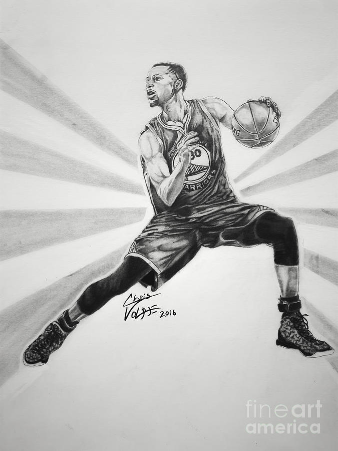Steph Curry Drawing by Chris Volpe
