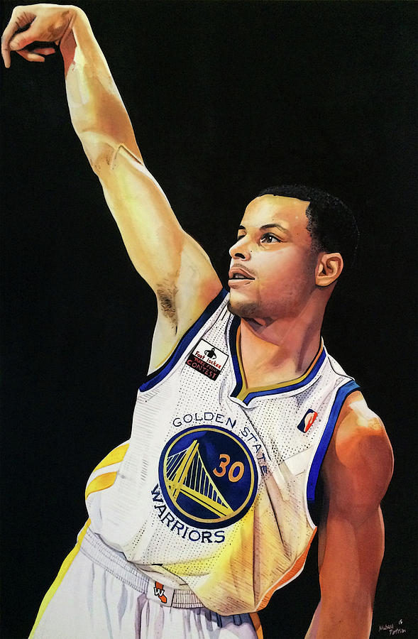 Stephen Curry Painting - Stephen Curry Gold State Warriors by Michael Pattison