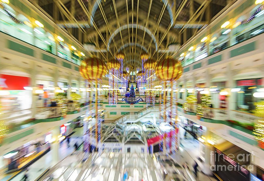 Sunset Photograph -  Stephens Green Shopping Centre Christmas Speed by Alex Art