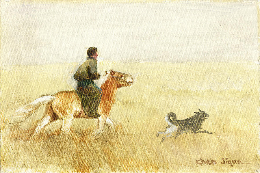 Steppe Fall Painting by Ji-qun Chen