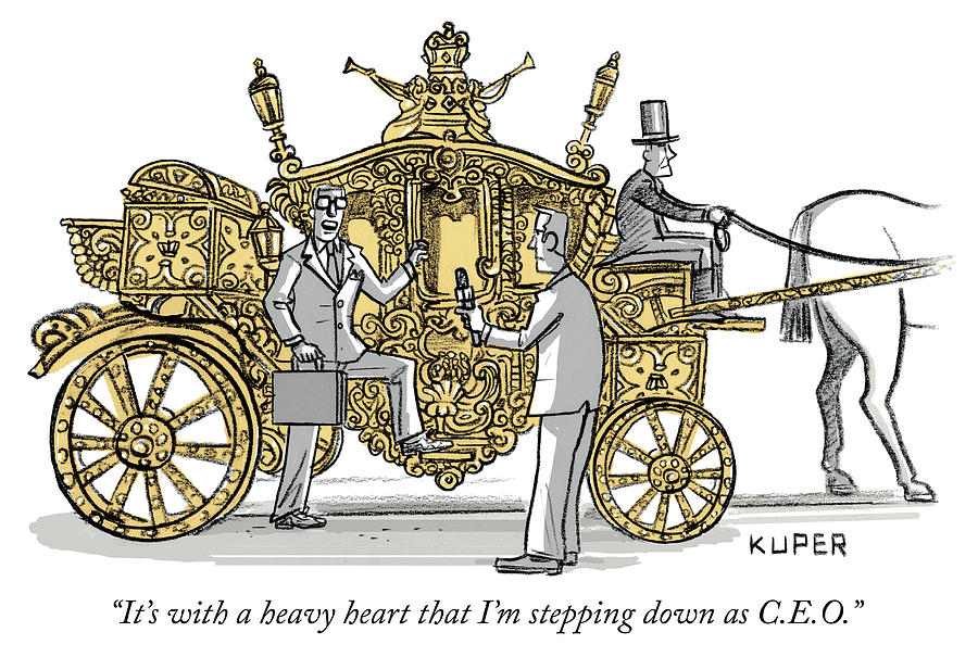 Stepping down as CEO Drawing by Peter Kuper