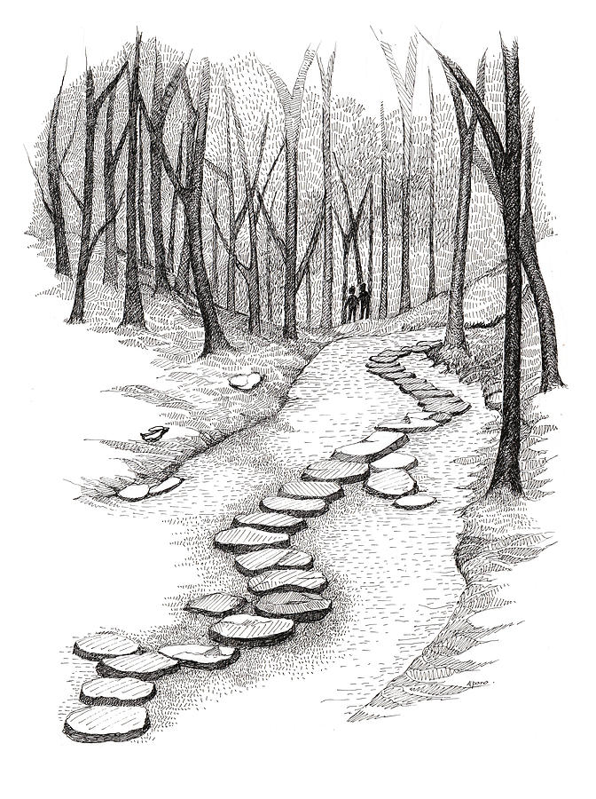 stepping stones clipart black and white