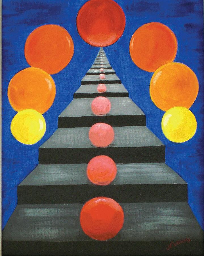 Steps and Circles Painting by Nancy Sisco