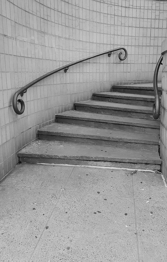 New York City Photograph - Steps And Rails Nyc B W by Rob Hans