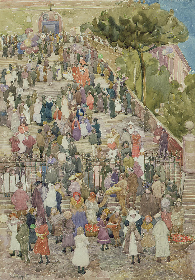 Steps of Santa Maria Aracoeli Painting by Maurice Brazil Prendergast ...