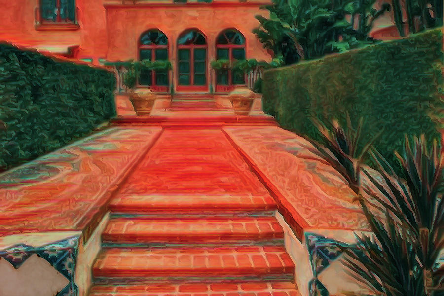 Steps To Red Brick Path Mixed Media by Joseph Hollingsworth
