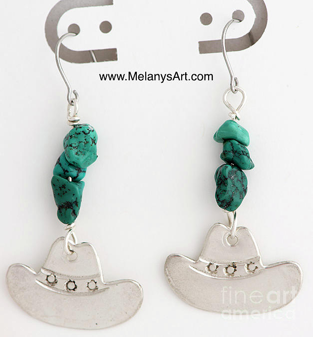 Sterling Silver and Turquoise Cowboy Hat Earrings Jewelry by Melany Sarafis