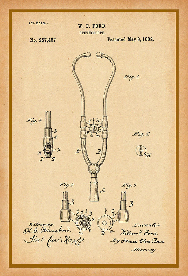 Stethoscope Patent Drawing Photograph by Carlos Diaz