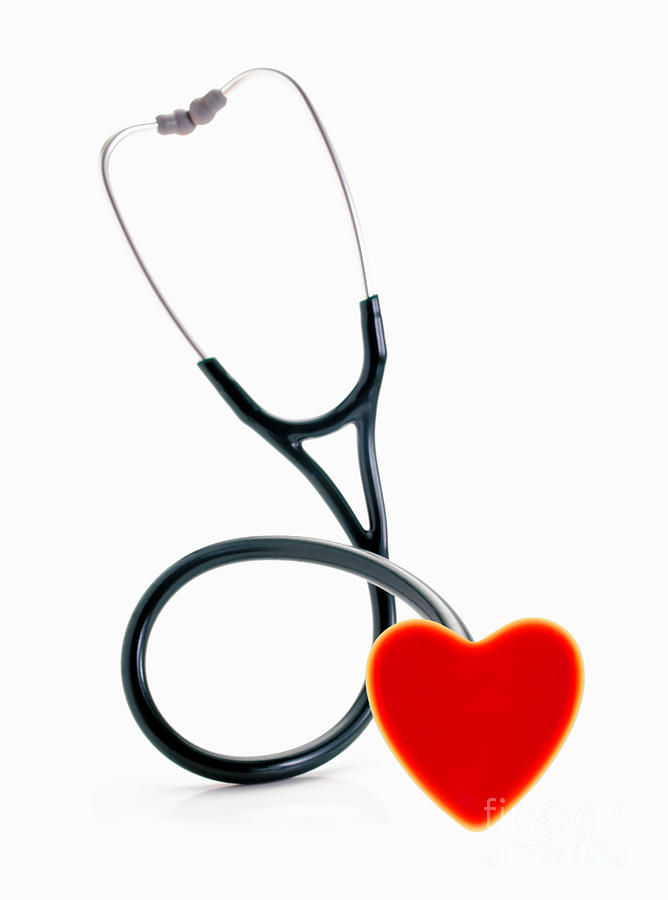 Stethoscope With Heart Photograph by George Mattei