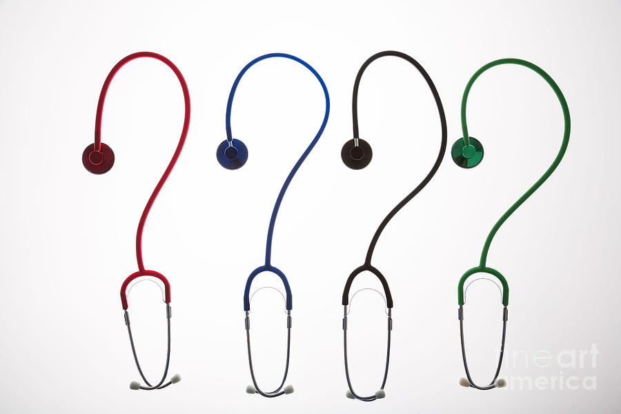 Stethoscopes In The Shape Of Question Photograph by Voisin/Phanie