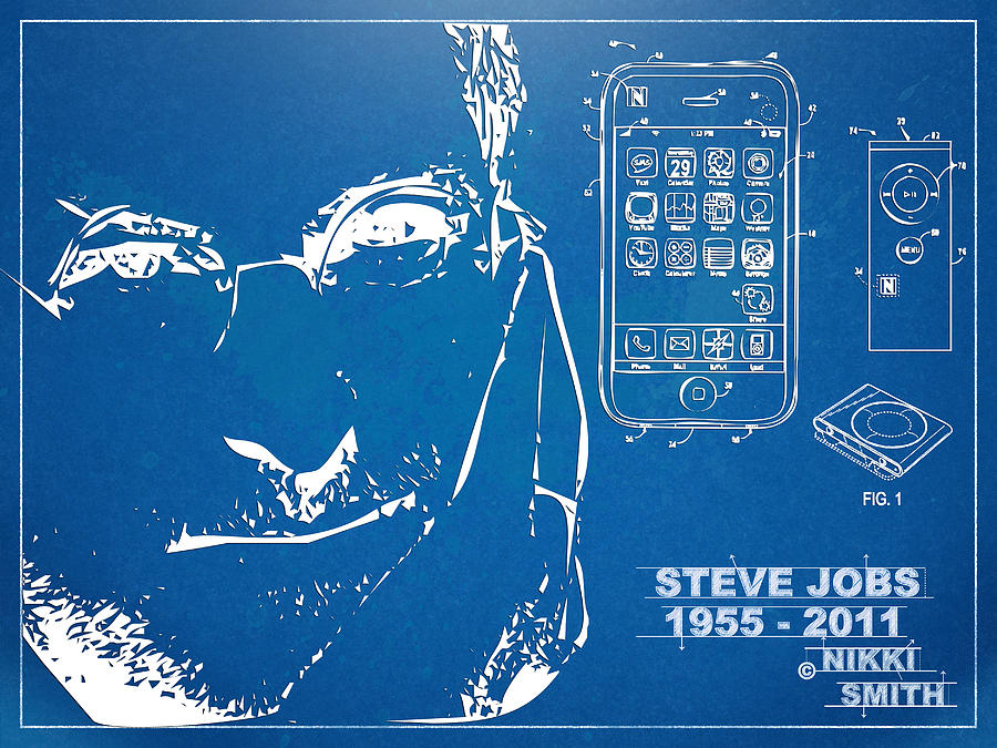 Steve Jobs iPhone Patent Artwork Digital Art by Nikki Marie Smith