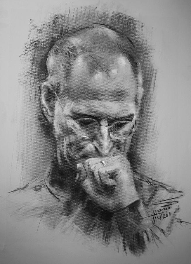 Steve Jobs Drawing by Ylli Haruni