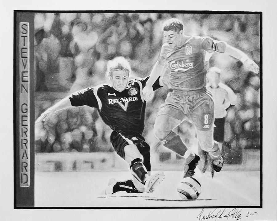 Charcoal Photograph - Steven Gerrard by Raymond Potts Charcoal Photograph - Steven Gerrard by Raymond Potts