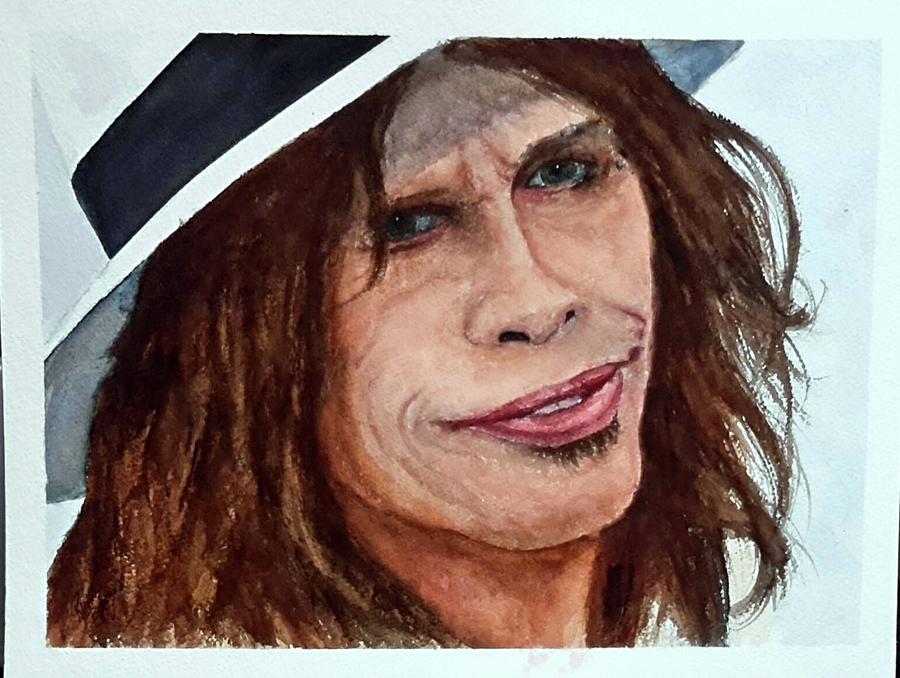 Steven Tyler quick Watercolor Sketch Painting by Richard Benson