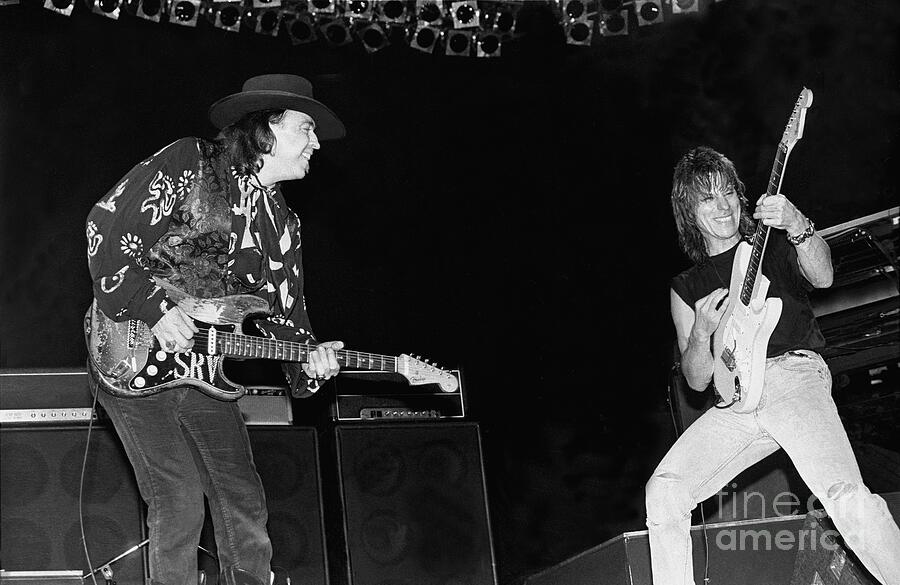 Pic Photograph - Stevie Ray Vaughan and Jeff Beck by Concert Photos