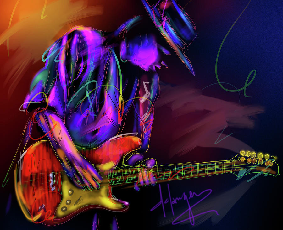 Guitar Painting - Stevie Ray Vaughan by DC Langer