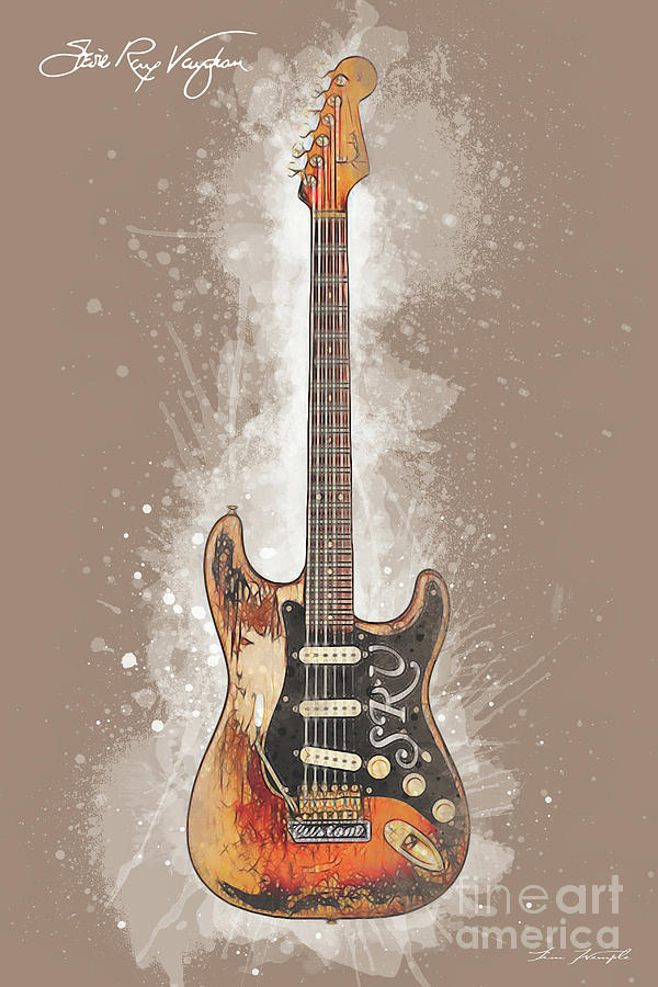 Stevie Ray Vaughan Guitar Digital Art by Tim Wemple