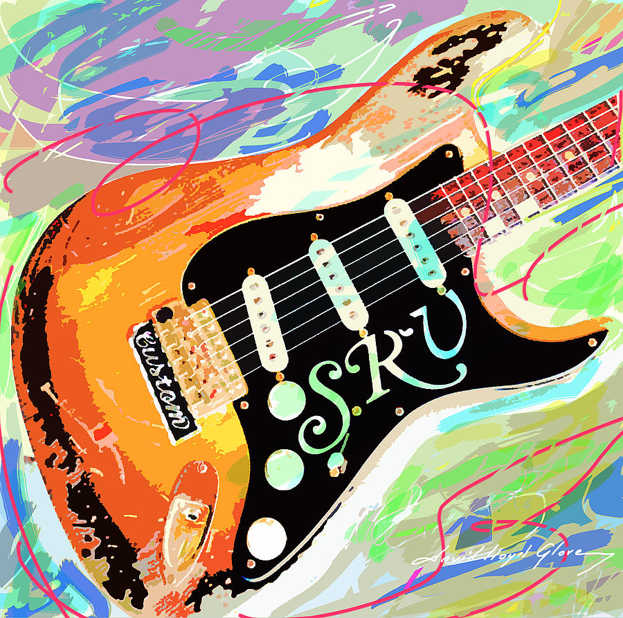 Stevie Ray Vaughan Stratocaster Painting by David Lloyd Glover