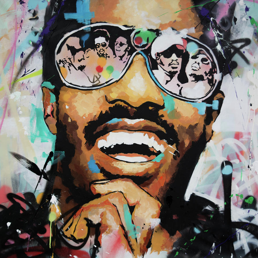 Singer Painting - Stevie Wonder Portrait by Richard Day