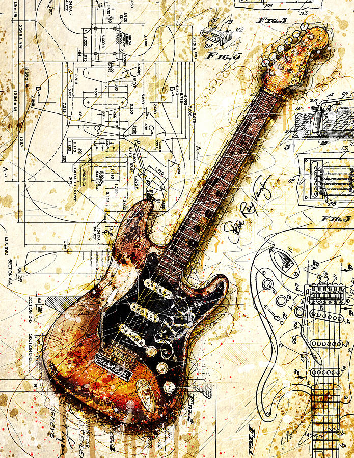 Stevies Guitar Digital Art by Gary Bodnar
