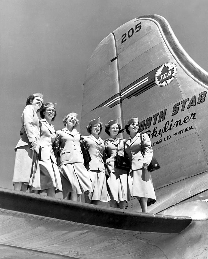 Airplane Photograph - Stewardesses Of The Trans-canada Air by Everett