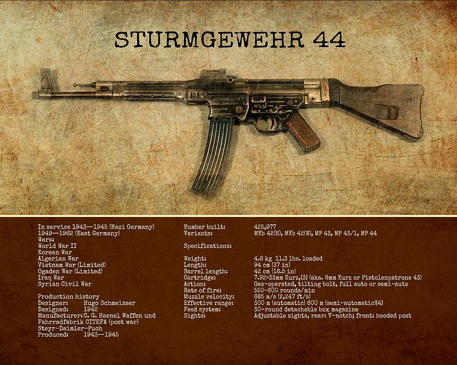 Firearms Digital Art - Stg 44 Sturmgewehr 44 by John Wills