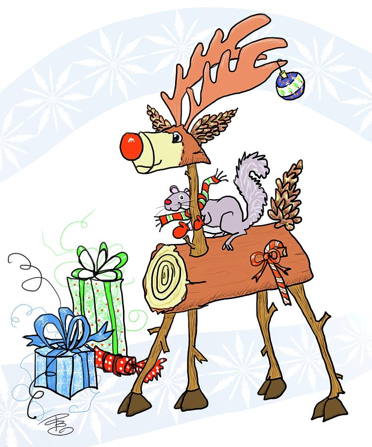 Stick Holiday Reindeer Digital Art by Debra Baldwin
