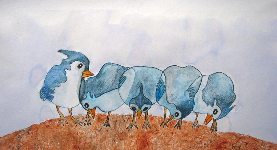 Bird Painting - Sticking Together by Patricia Arroyo