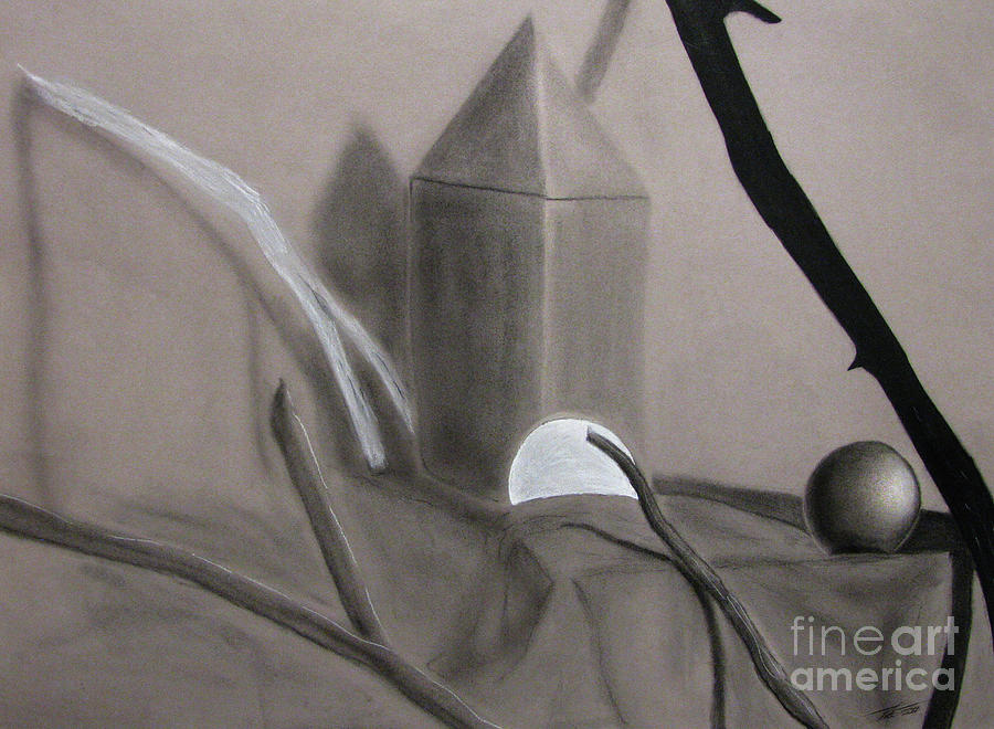 Black And White Drawing - Sticks and Stone Objects by Peter Piatt