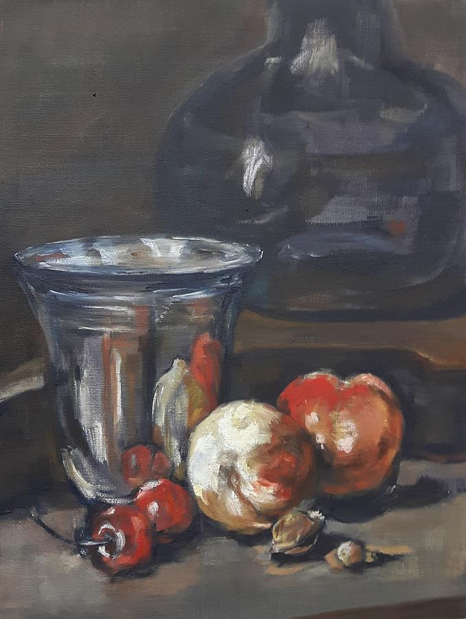 Still in oil after Paul Chardin Painting by Christel Roelandt