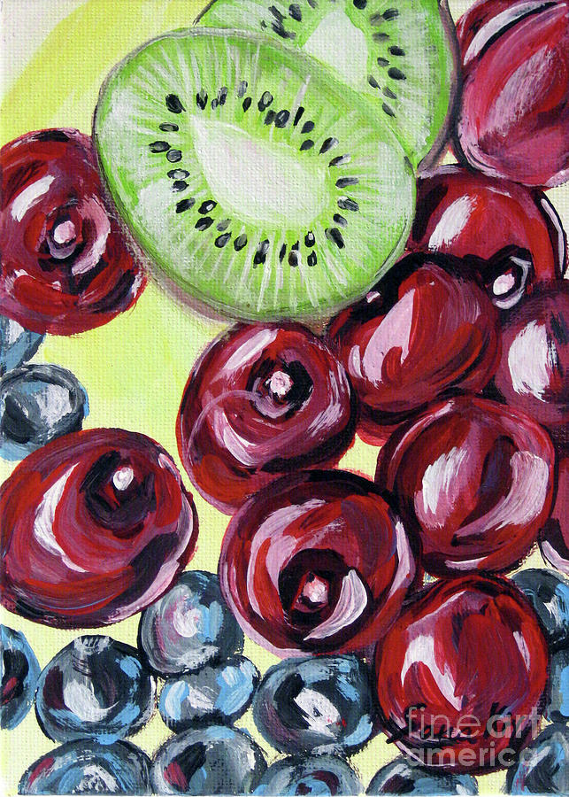 Still Life 130. Cherries Painting by Oksana Semenchenko