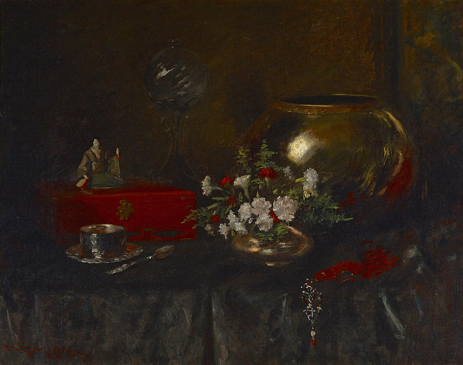 Still Life. Brass Bowl Painting by William Merritt Chase