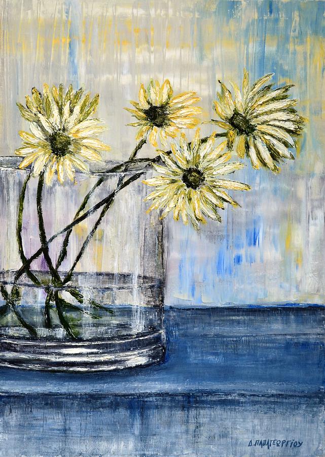 Flower Painting - Still Life Daisies 1 by Dimitra Papageorgiou