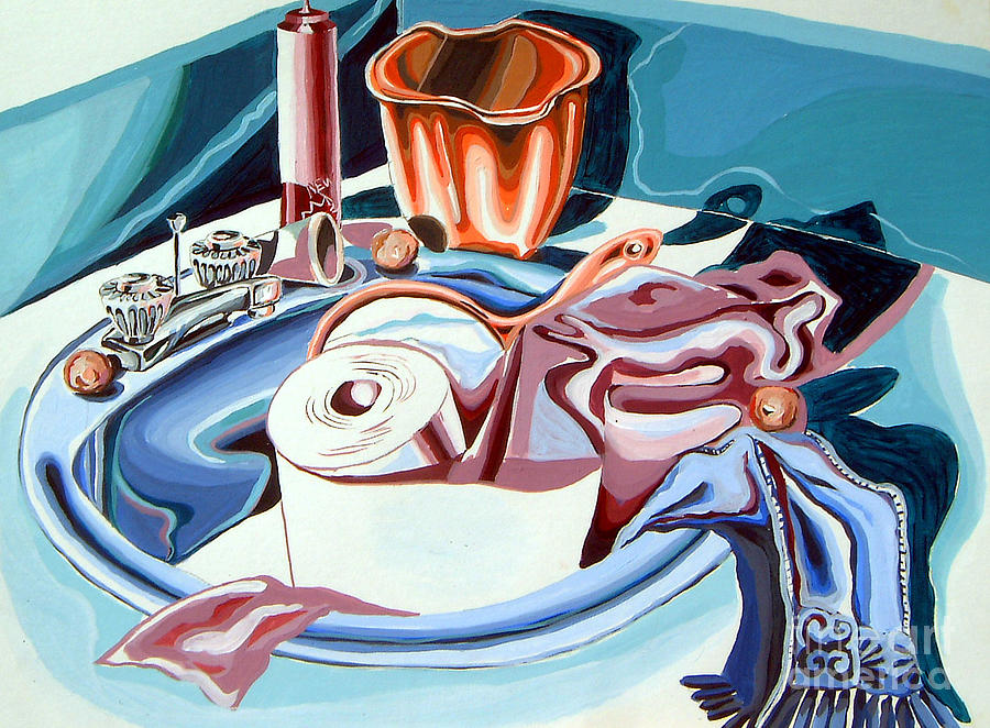 Still Life for Bathroom  Painting by Linda Shackelford