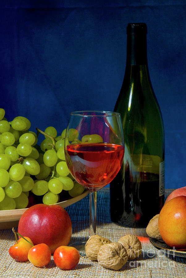 Still life fruit and red wine Photograph by Ilan Amihai