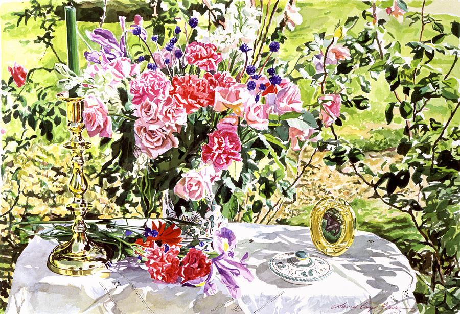 Still Life In The Artists Garden Painting by David Lloyd Glover