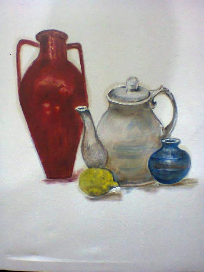 Still life arrangement. Painting by Khalid Saeed