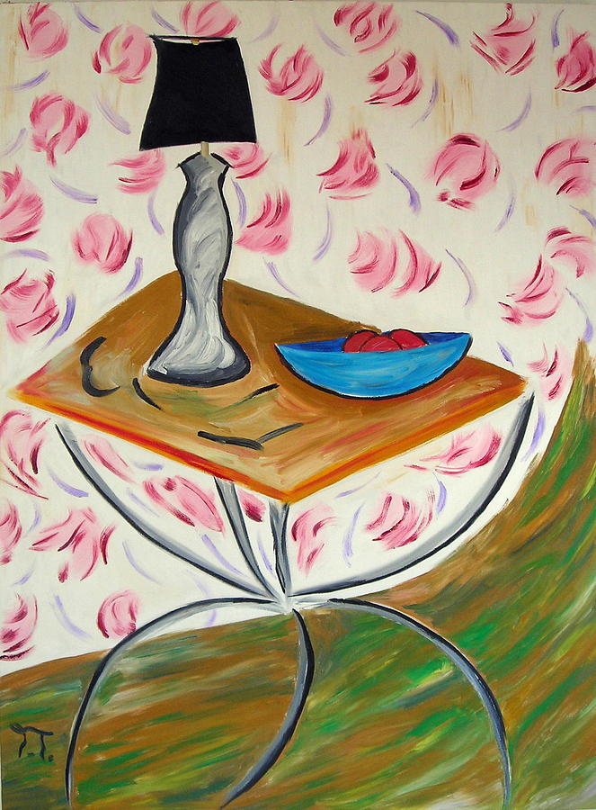 Still Life Lamp And Table Painting by Troy Thomas