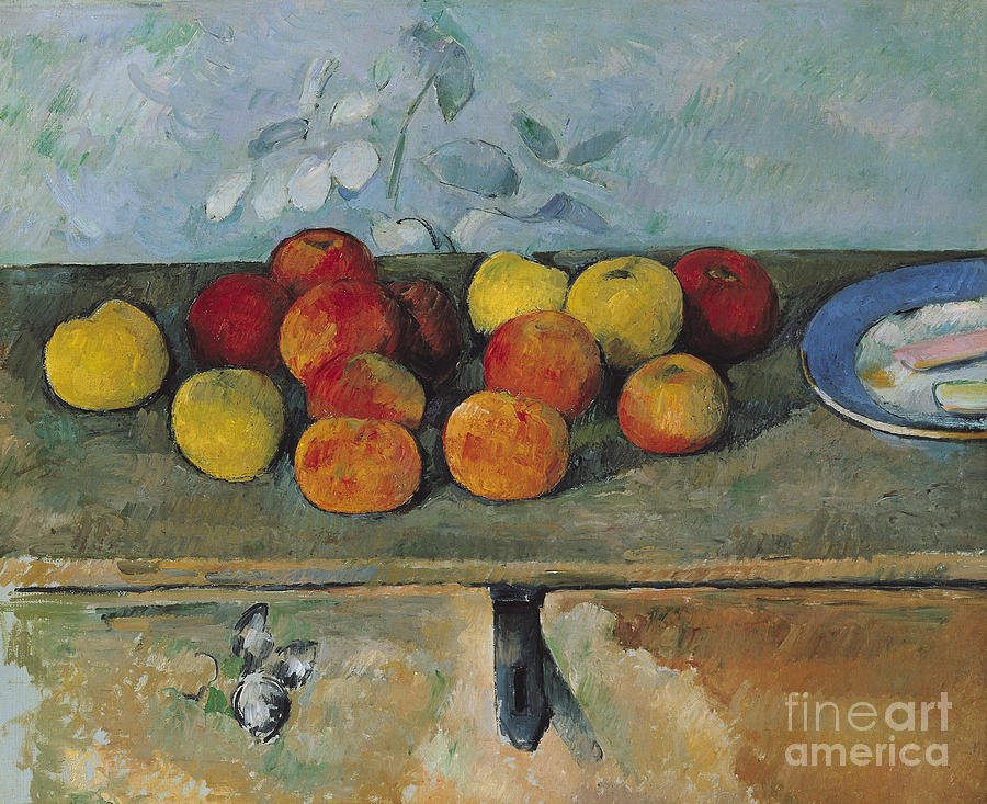 Paul Cezanne Painting - Still life of apples and biscuits by Paul Cezanne