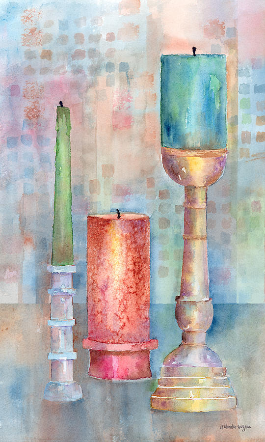 Still Life Of Candles Painting by Arline Wagner