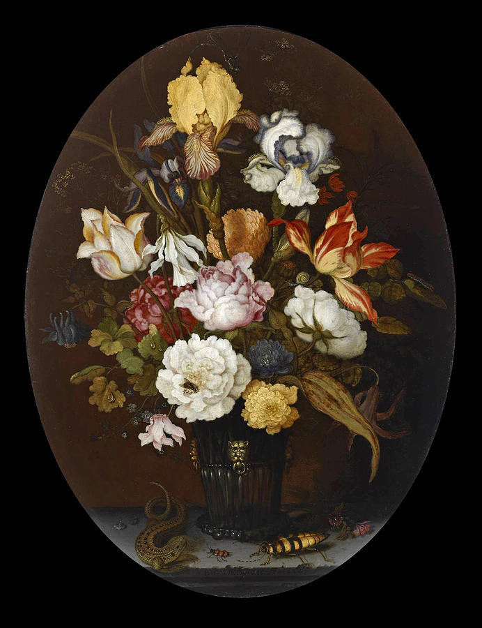 Still Life of Flowers in a Glass Vase Painting by Balthasar van der Ast