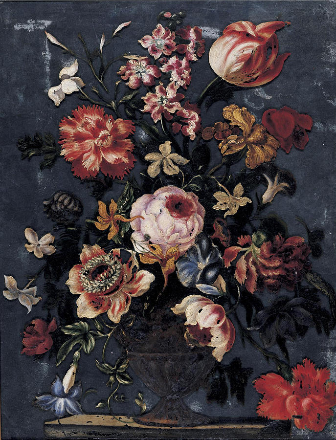 Still Life of Flowers in an Urn Painting by Mario Nuzzi