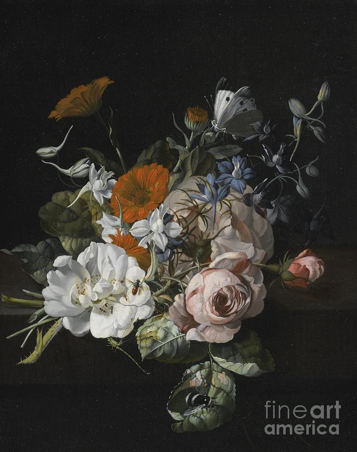 Rachel Ruysch Painting - Still Life Of Flowers With A Nosegay Of Roses by MotionAge Designs