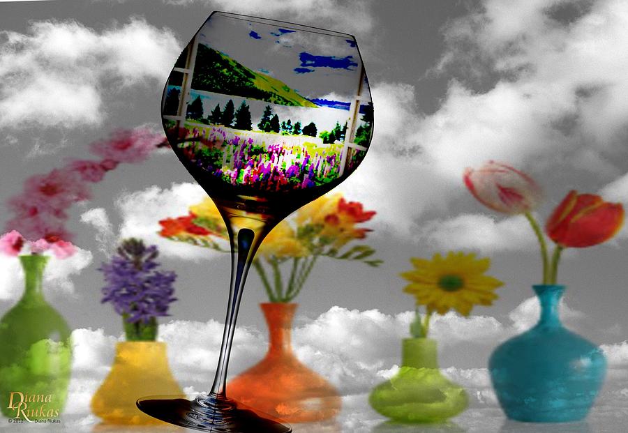 Still-Life of Landscape in a Glass Digital Art by Serenity Studio Art