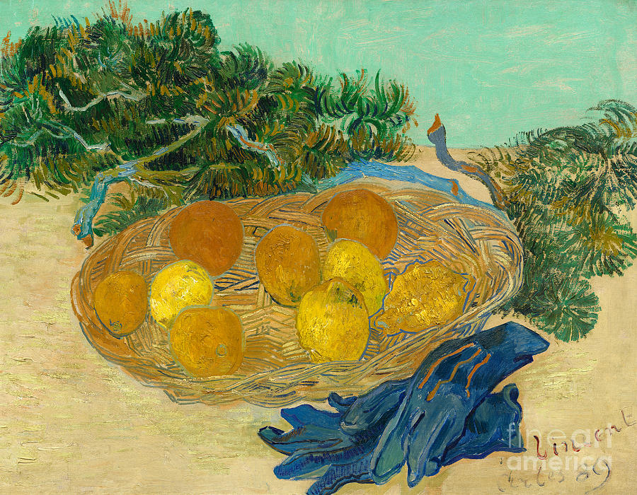 Still Life of Oranges and Lemons with Blue Gloves, 1889 Painting by Vincent Van Gogh