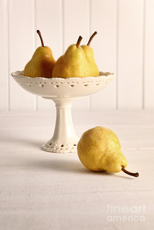 Still life of pears in fruit bowl  Photograph by Sandra Cunningham