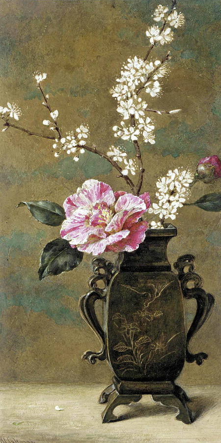Still Life of Pink Roses Drawing by Helen Cordelia Angell
