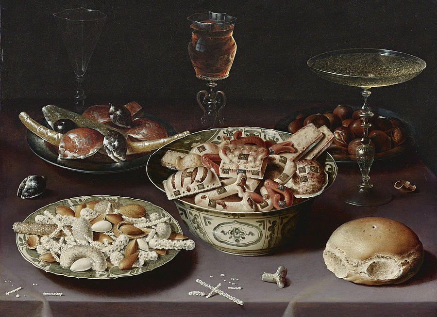 Still Life of Porcelain Vessels Containing Sweets Painting by Osias Beert