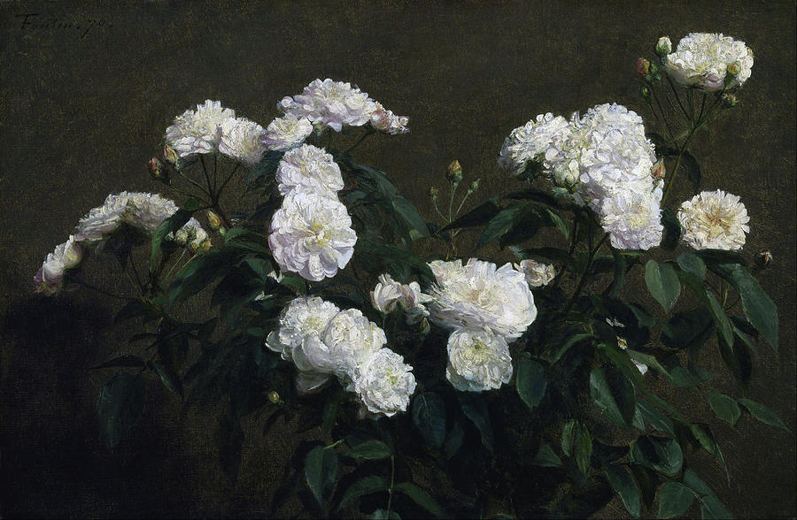 Still Life of White Roses Painting by Henri Fantin-Latour