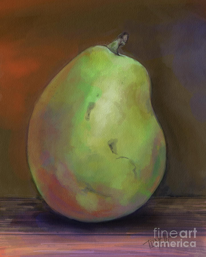 Single Pear  Painting by Mark Tonelli